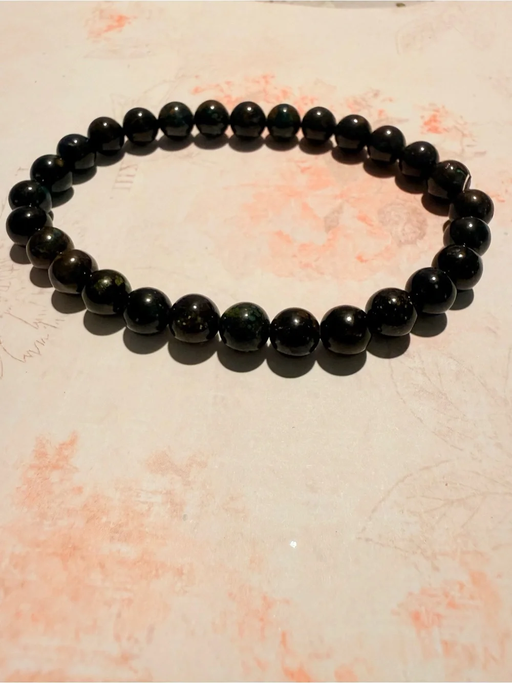 Green and Brown Azurite Beaded Stretch Bracelet